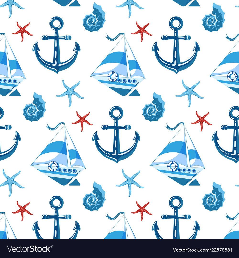 Sea pattern in flat style vector image Sea pattern in flat style