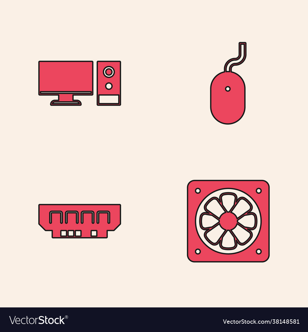 Set computer cooler monitor mouse and ram