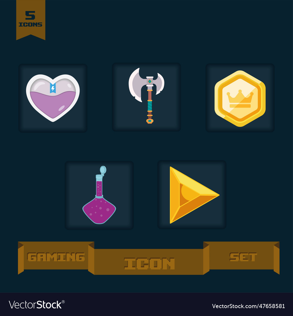 Set of different retro videogame icons vector image Set of different retro videogame icons