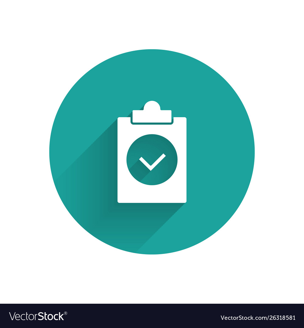 White completed task icon isolated with long