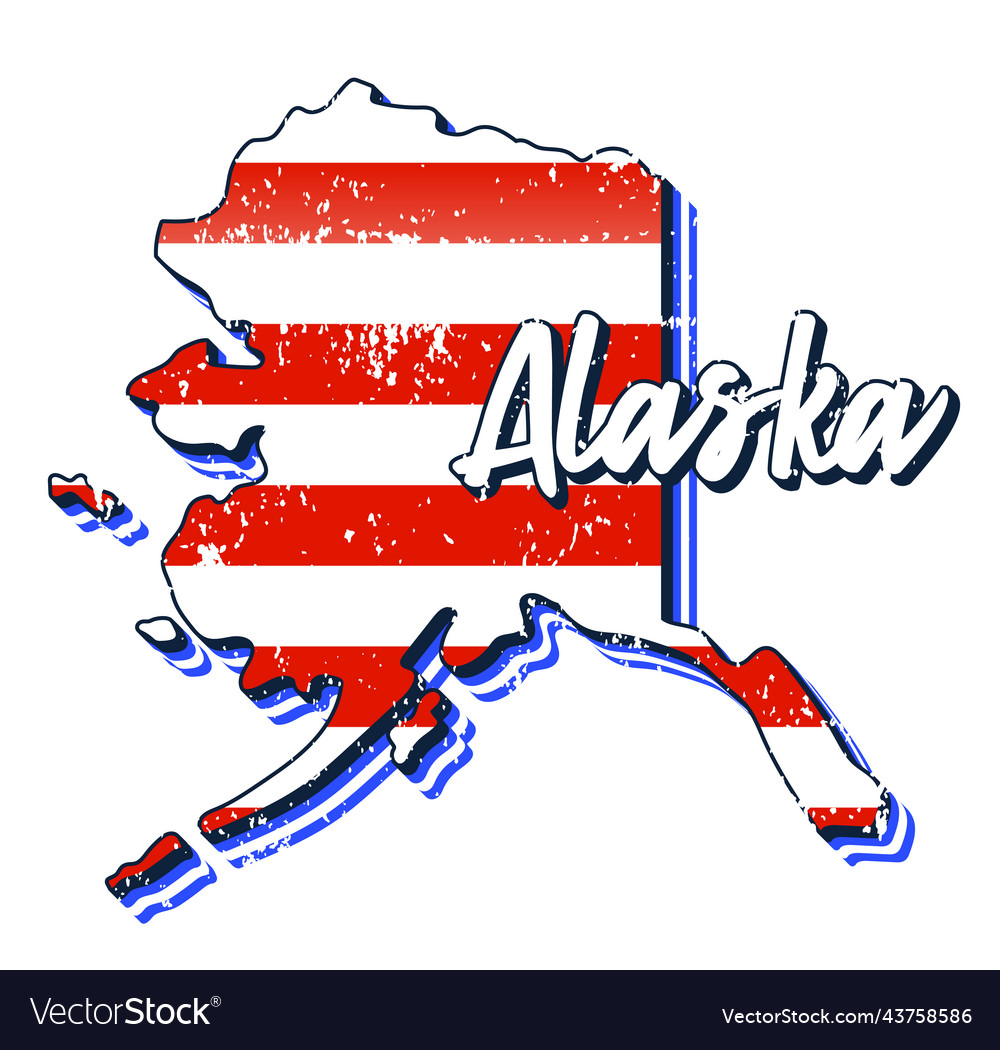 Amerikanische Flagge in alaska State map grunge style vector image Amerikanische Flagge in alaska State map grunge style