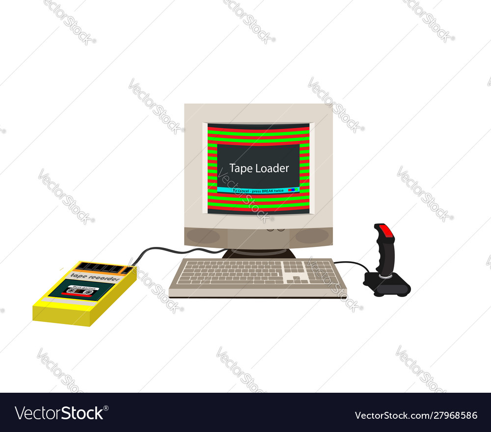 Computer joystick 90s rear and side view flat