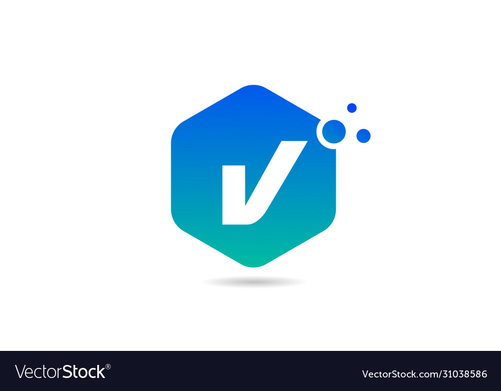 Green blue v alphabet letter logo icon design