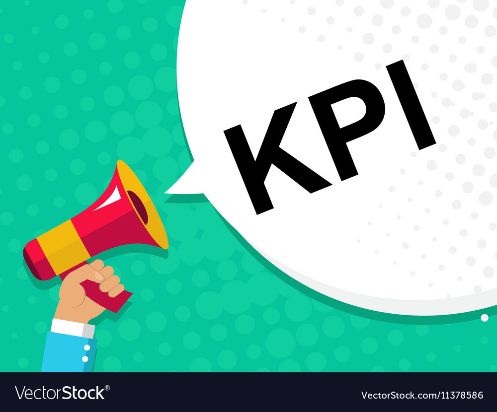 Hand holding megaphone with kpi - key performance