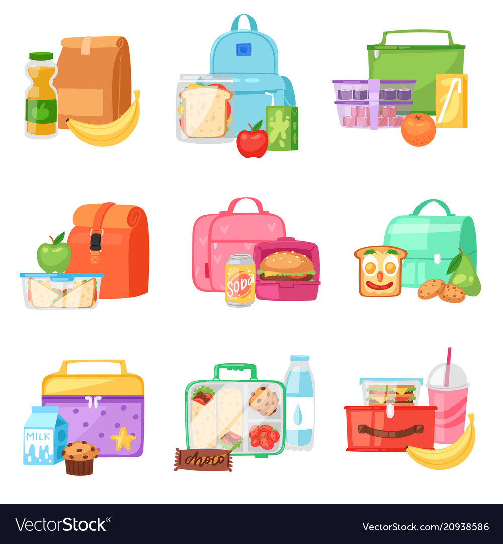 Lunch box school lunchbox with healthy food Vector Image