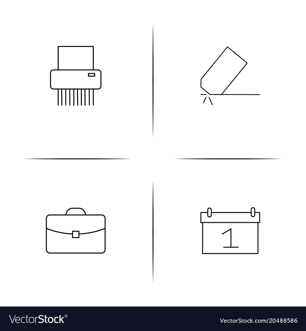 Office simple linear icons set outlined