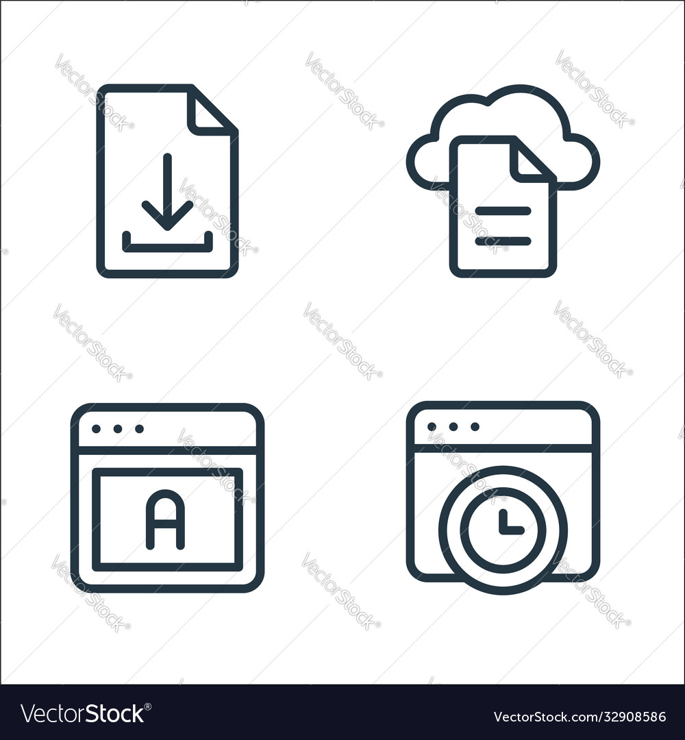 Online learning line icons linear set quality vector image Online learning line icons linear set quality