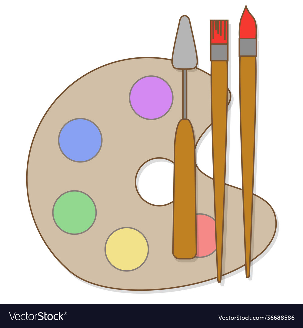 Palette knife and brushes set objects