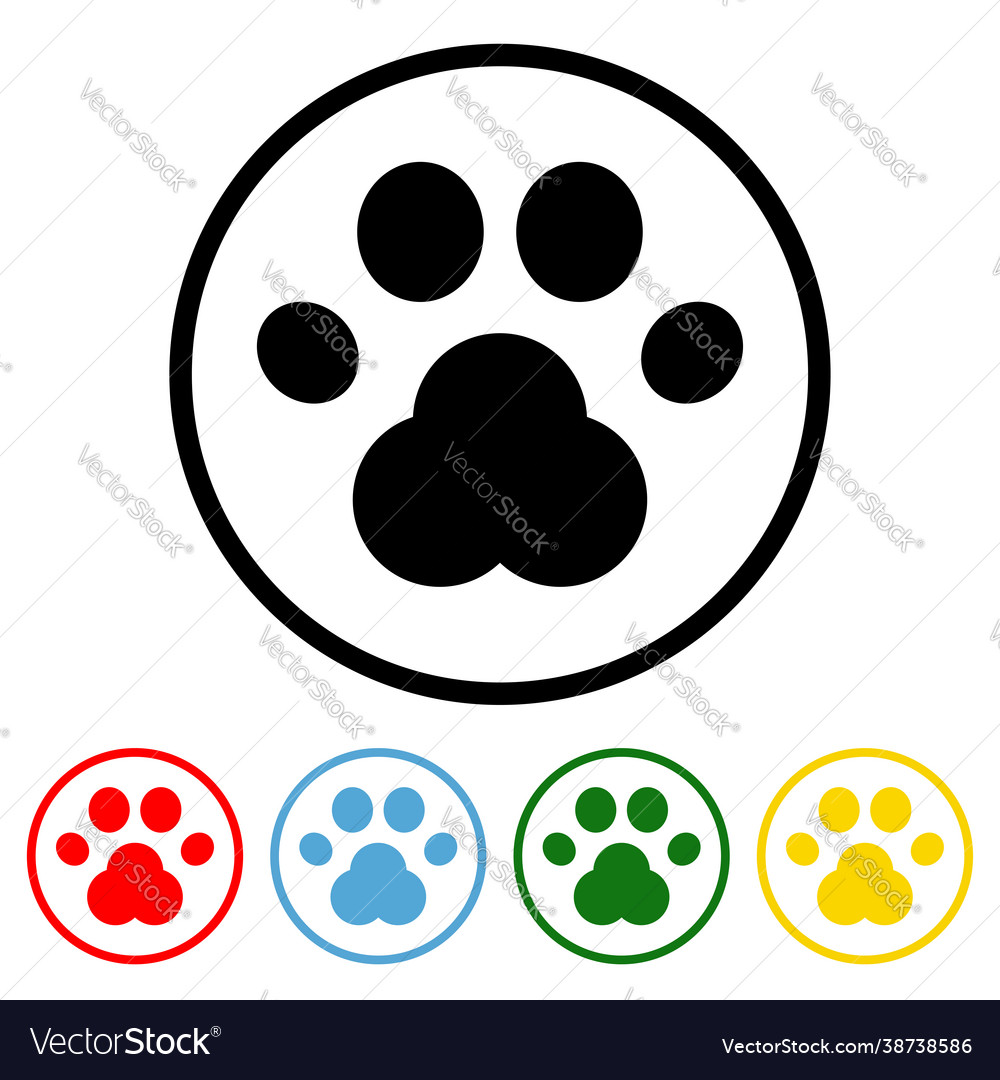 Paw flat icon with color variations