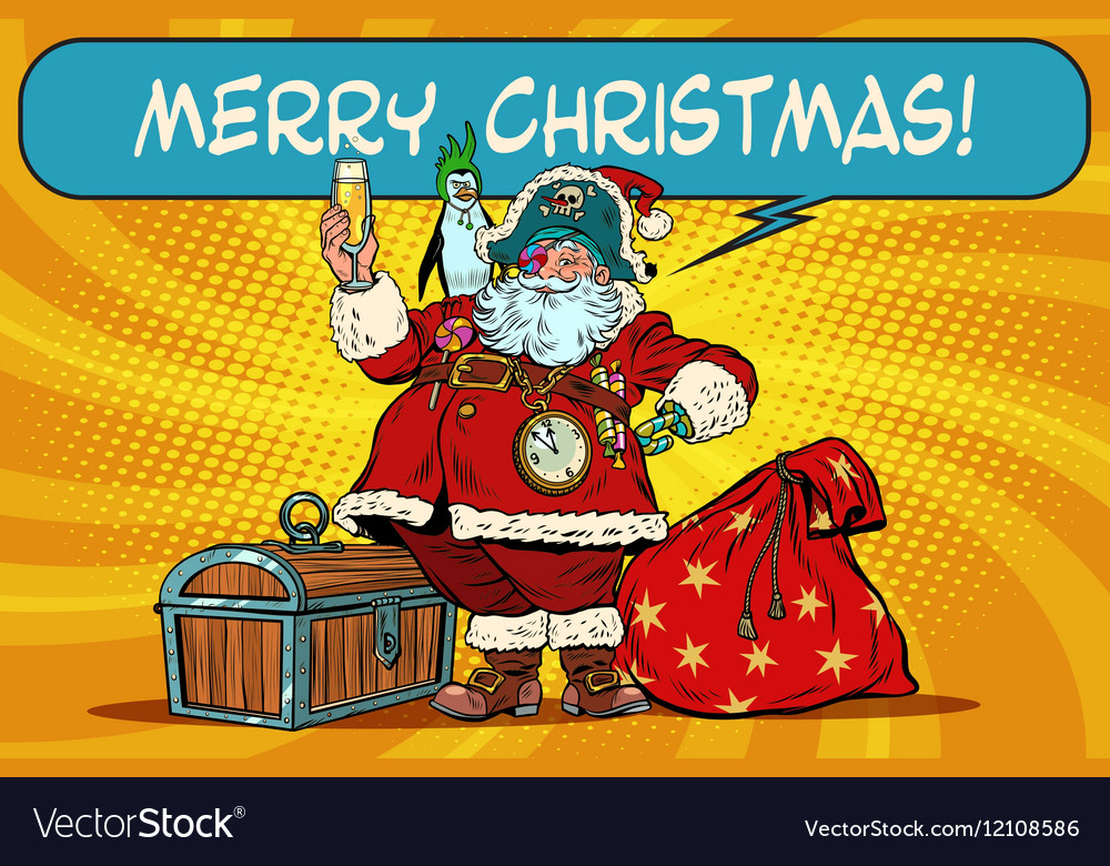 Pirate Santa Claus wünscht Frohe Weihnachten