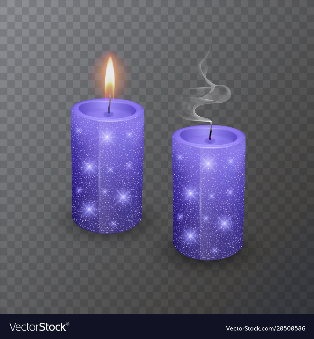 Realistic candle burning blue Royalty Free Vector Image