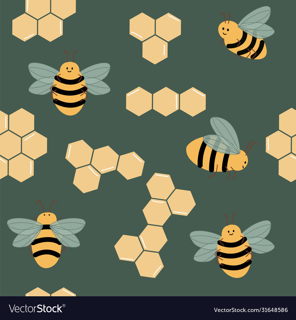 Seamless pattern with bees and honeycombs i