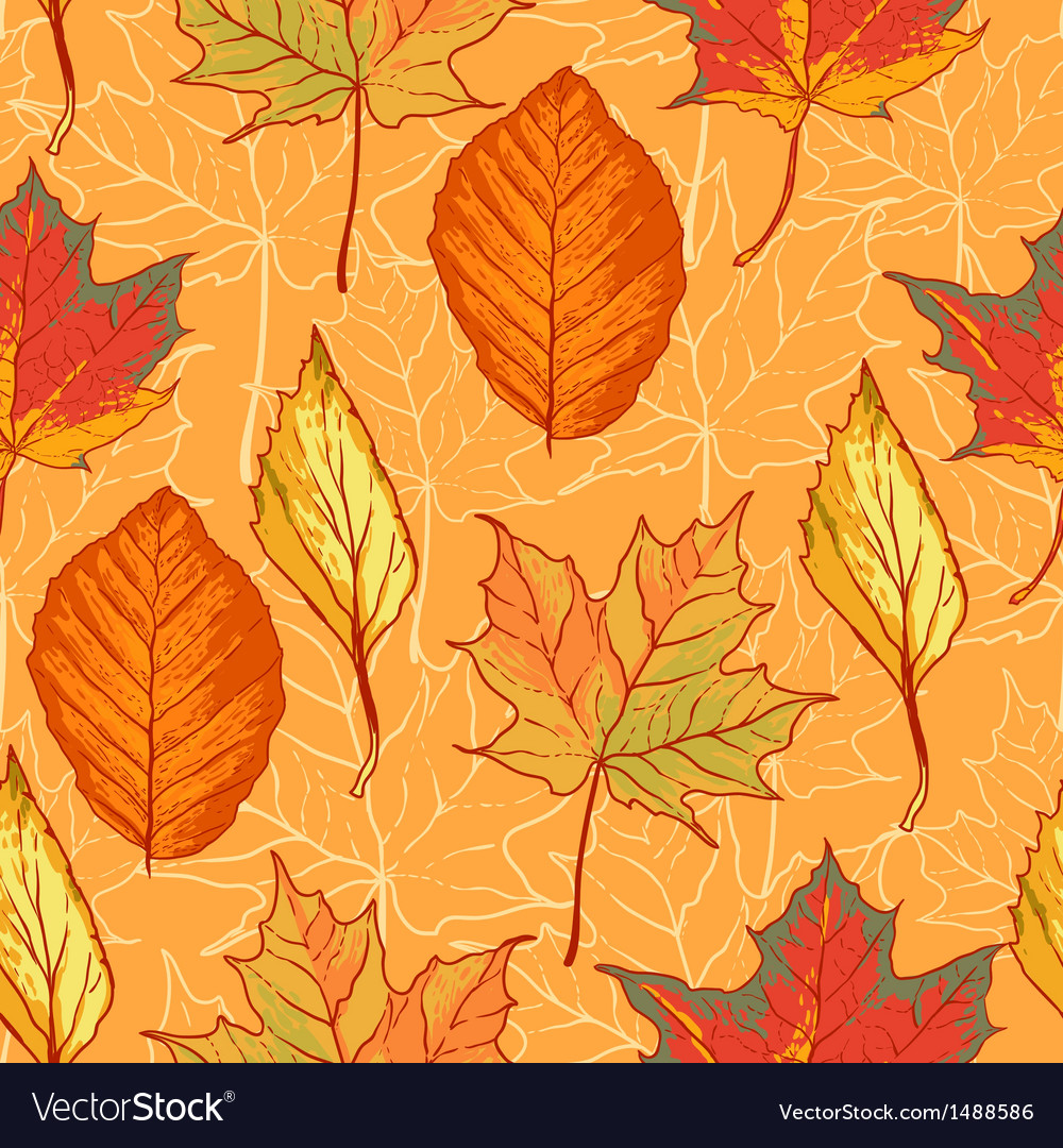 Seamless pattern with leaves Royalty Free Vector Image