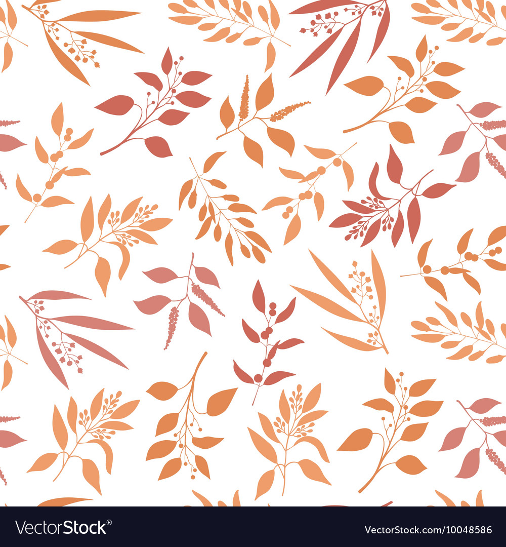 Seamless pattern with orange twigs silhouette