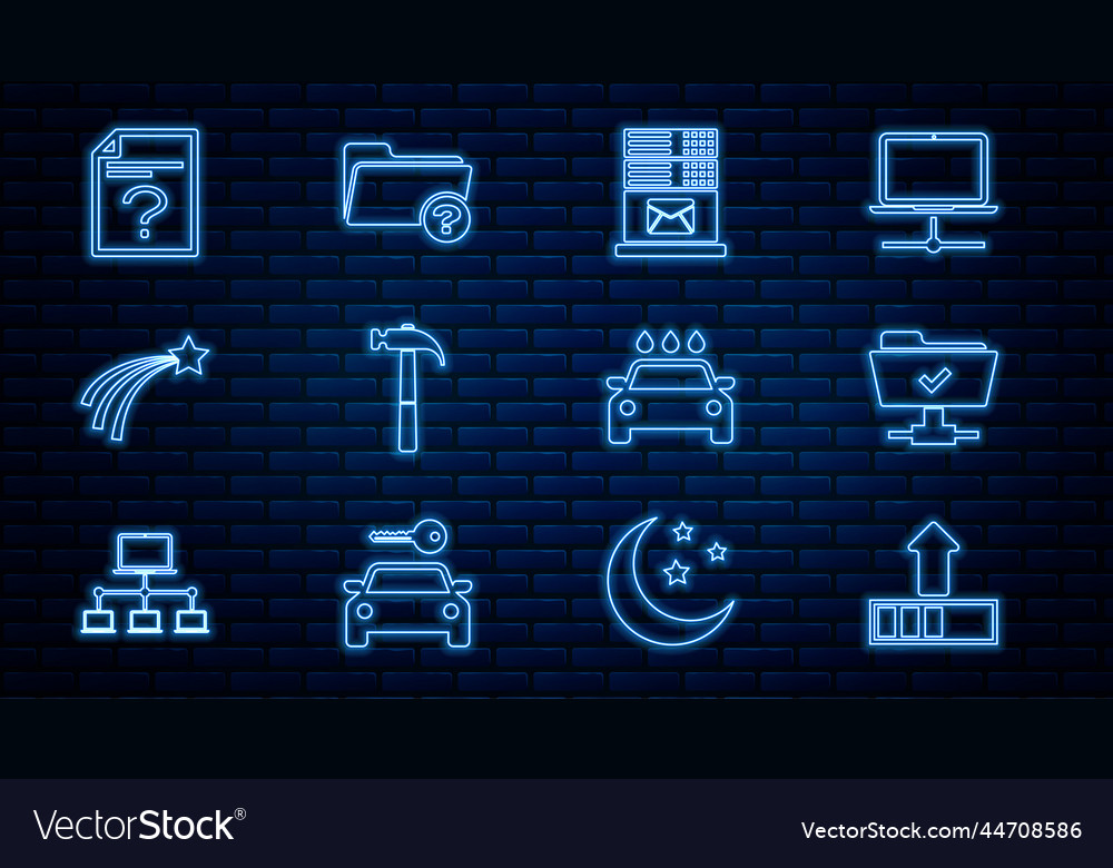 Set line loading ftp operation successful mail vector image Set line loading ftp operation successful mail