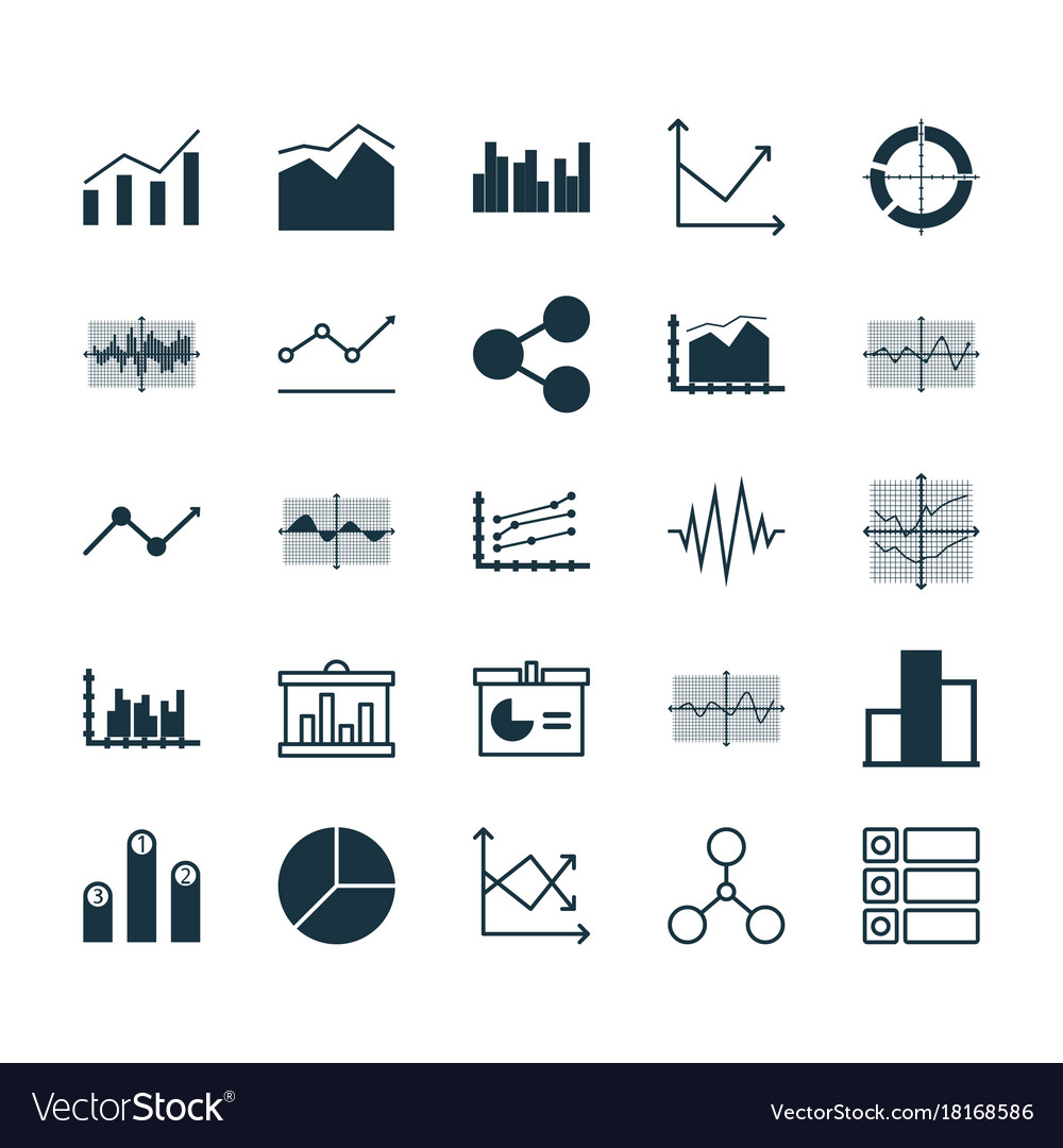 Set of graphs diagrams and statistics icons