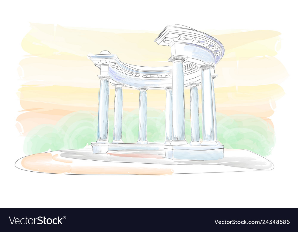 Sketch arbor with eight columns in the doric Vector Image Sketch arbor with eight columns in the doric