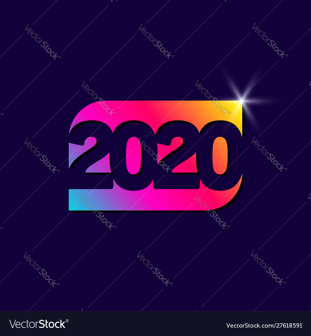 2020 Number New Year Colorful Rainbow Color Vector Image