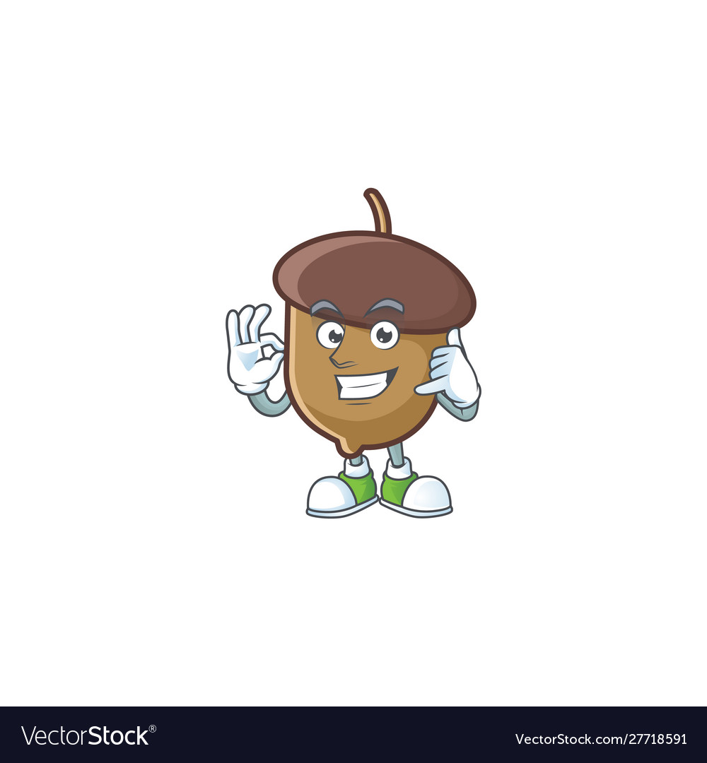 Acorn with character call me for cartoon design Vector Image