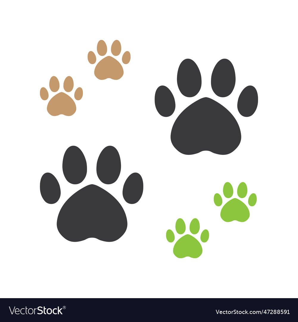 Animal paw print icon set isolated Royalty Free Vector Image