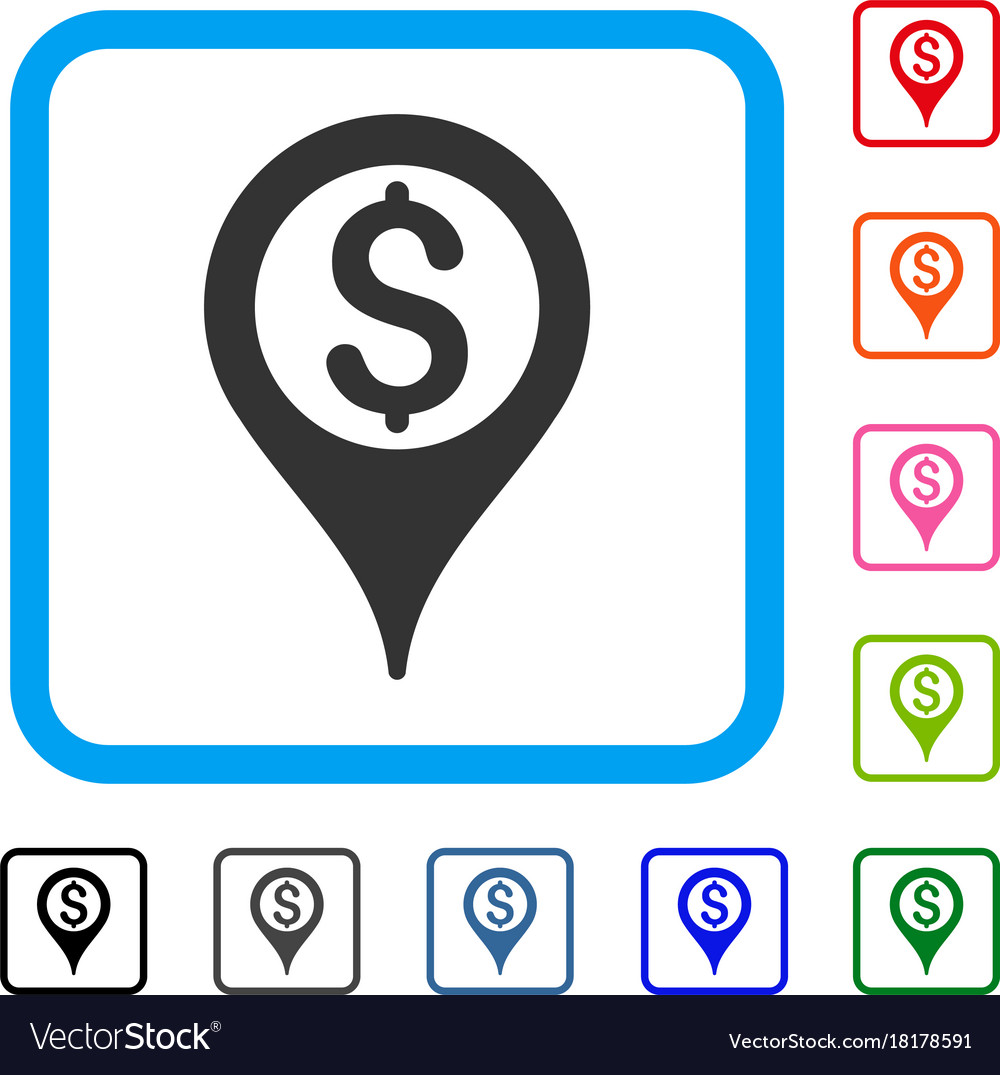 Bank map pointer framed icon