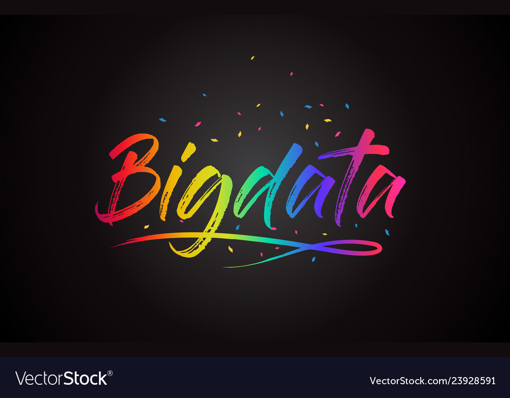 Bigdata word text with handwritten rainbow