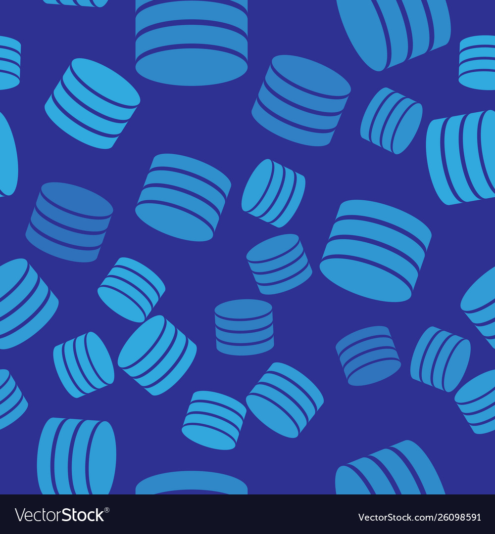 Blue database icon isolated seamless pattern vector image Blue database icon isolated seamless pattern