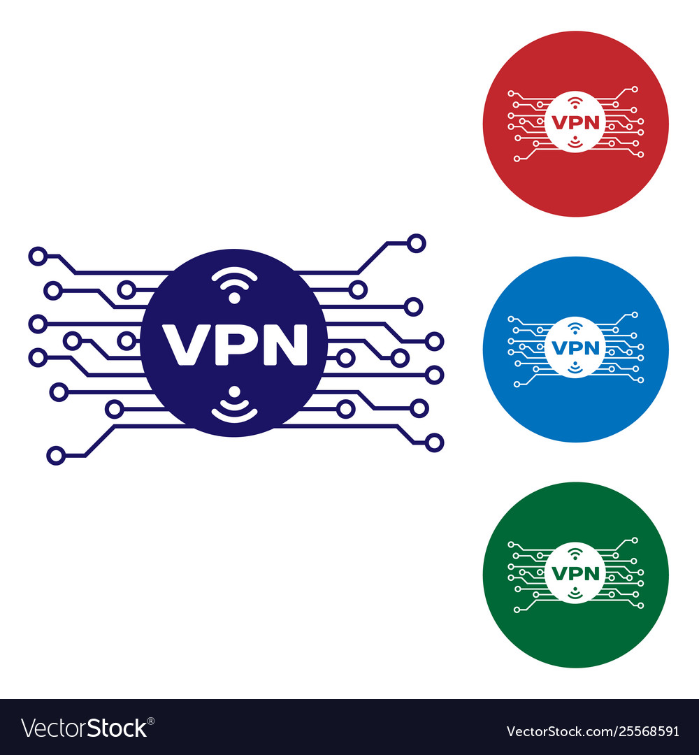 Blue vpn in circle with microchip circuit icon vector image Blue vpn in circle with microchip circuit icon