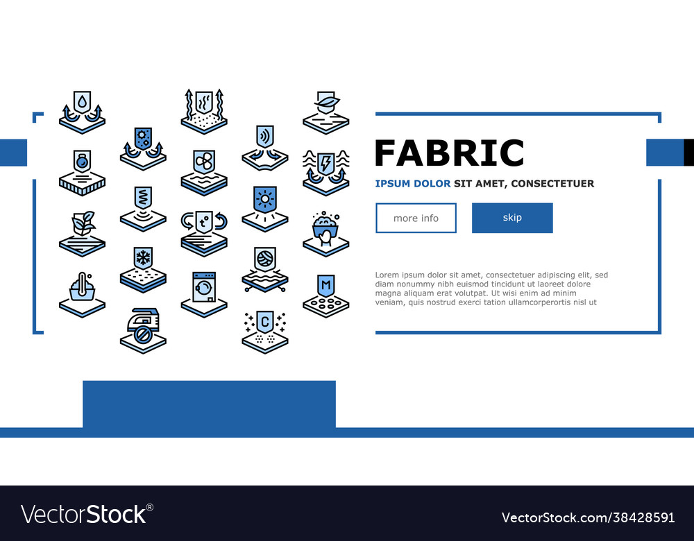 Fabrics properties landing header Vector Image Fabrics properties landing header