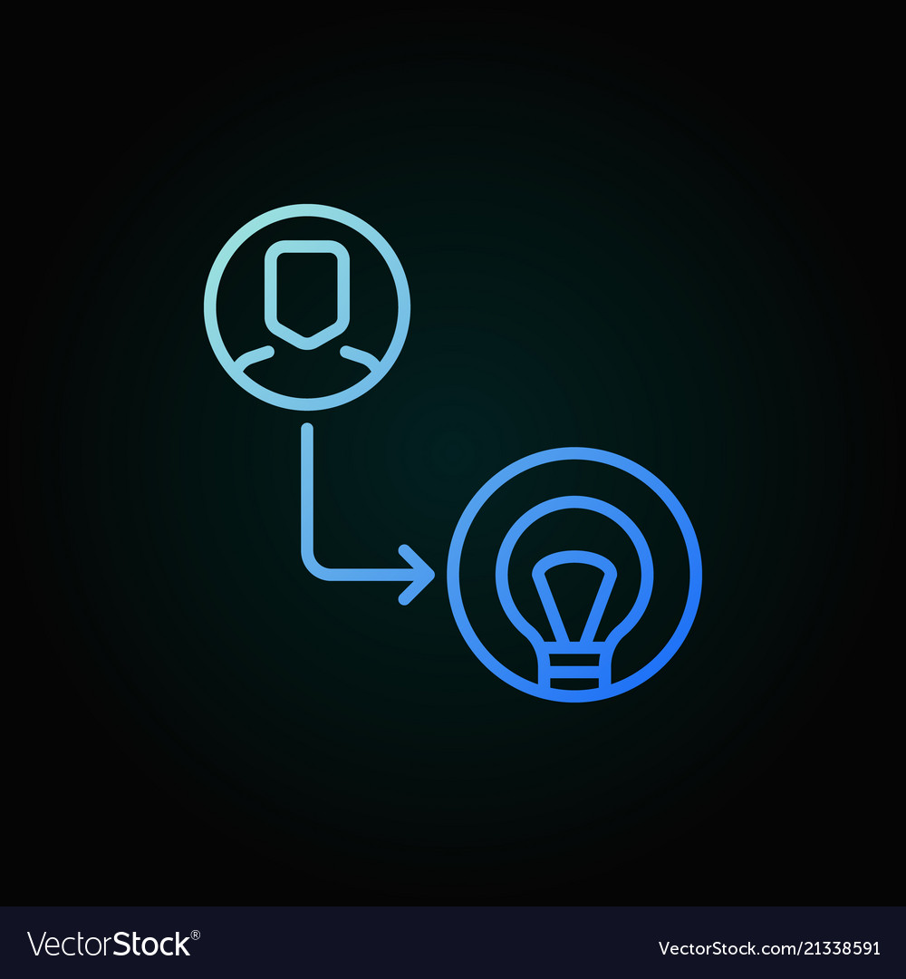 Man with bulb colored icon in thin line