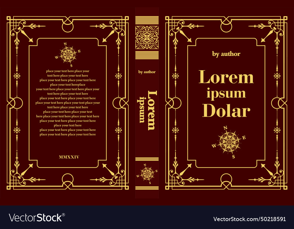 Ornate leather book cover and old retro ornament Vector Image