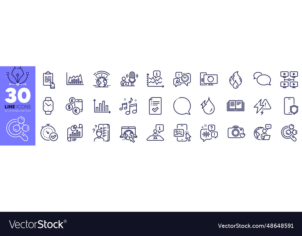 Report document clipboard and internet line icons