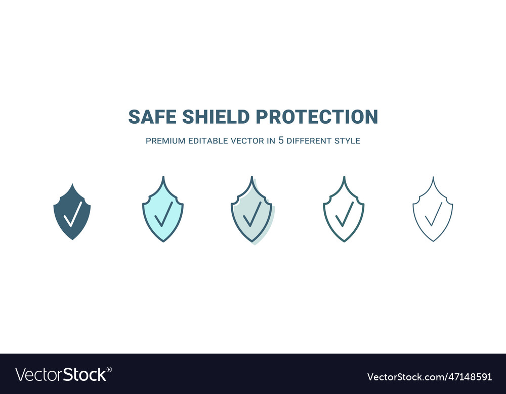 Safe shield protection icon in 5 different style