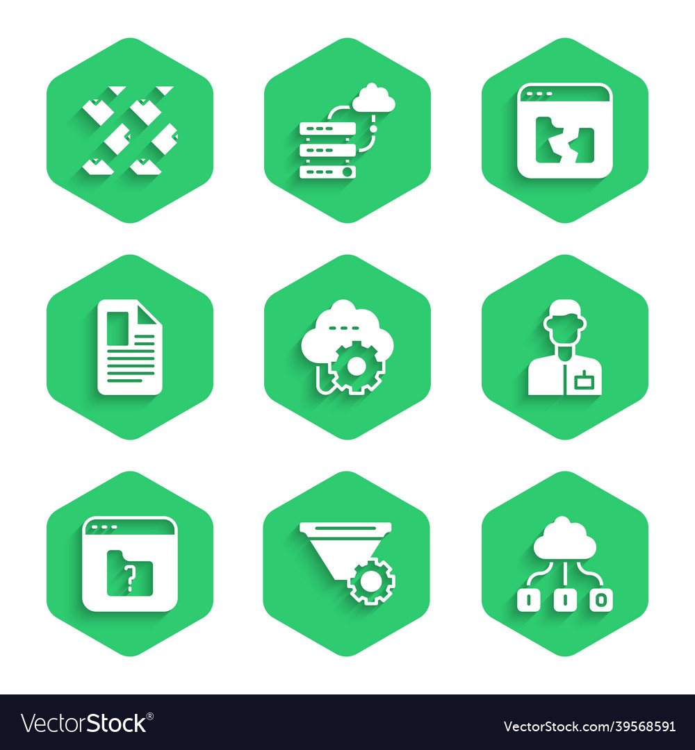 Set cloud technology data transfer filter setting vector image Set cloud technology data transfer filter setting