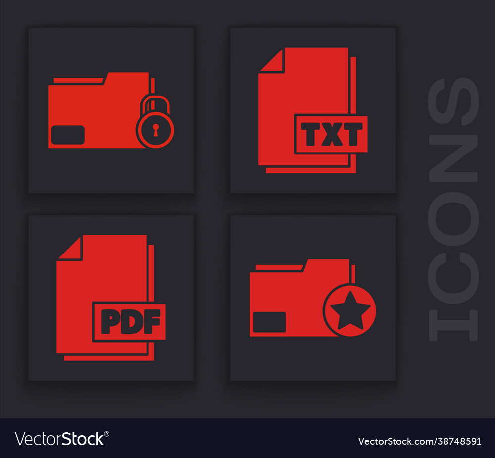 Set document folder with star and lock vector image Set document folder with star and lock