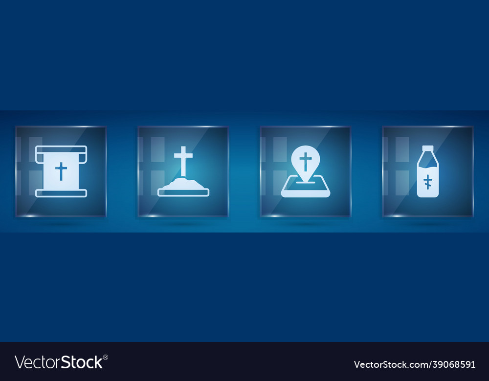 Set flag with christian cross grave location vector image Set flag with christian cross grave location