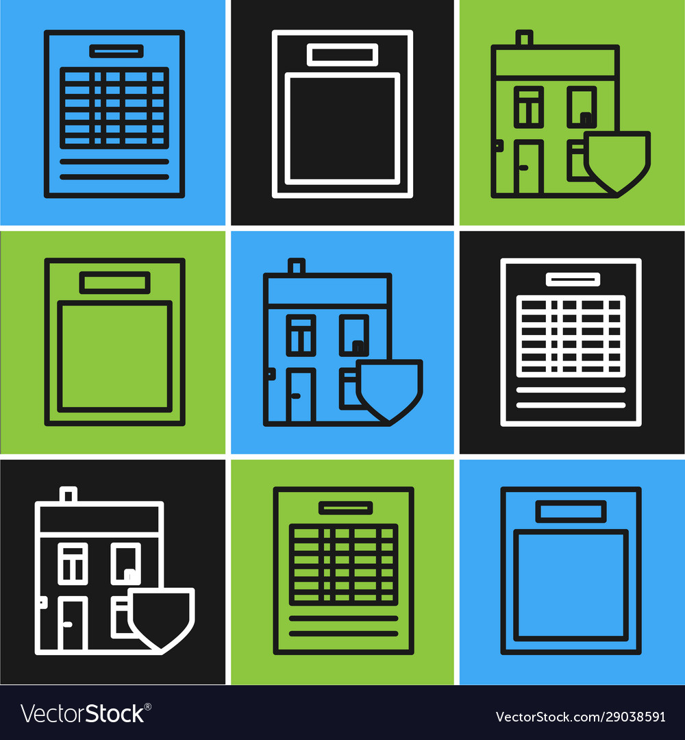 Set line report file document house with shield