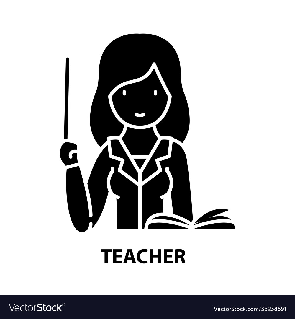 Teacher symbol icon black sign with Royalty Free Vector