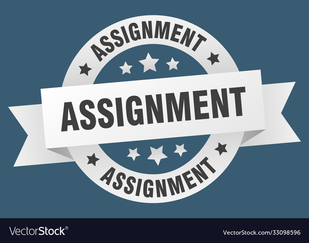 Assignment round ribbon isolated label