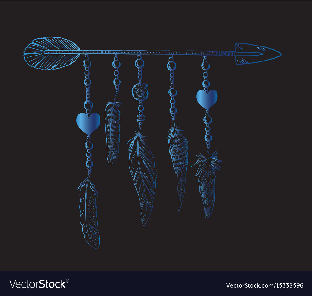 Boho elements with feathers and arrow