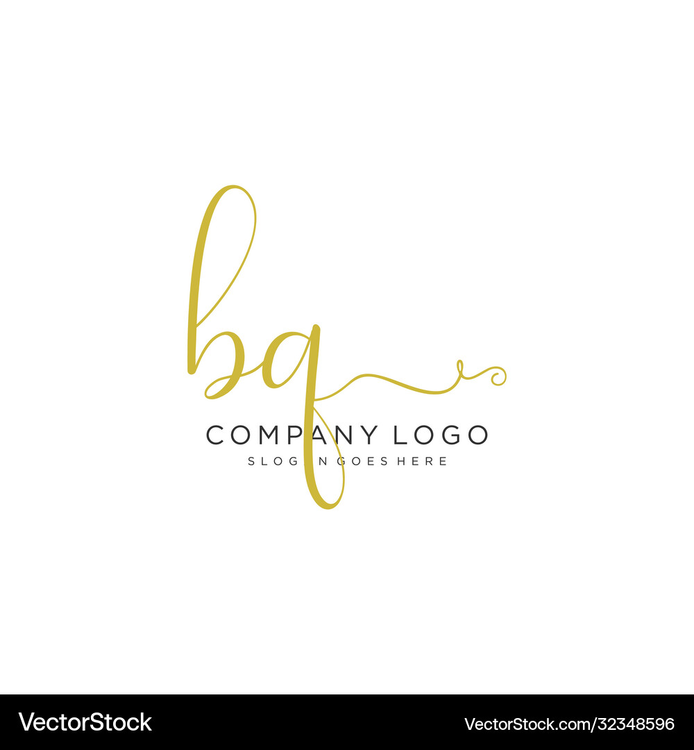 Bq initial handwriting logo design Royalty Free Vector Image