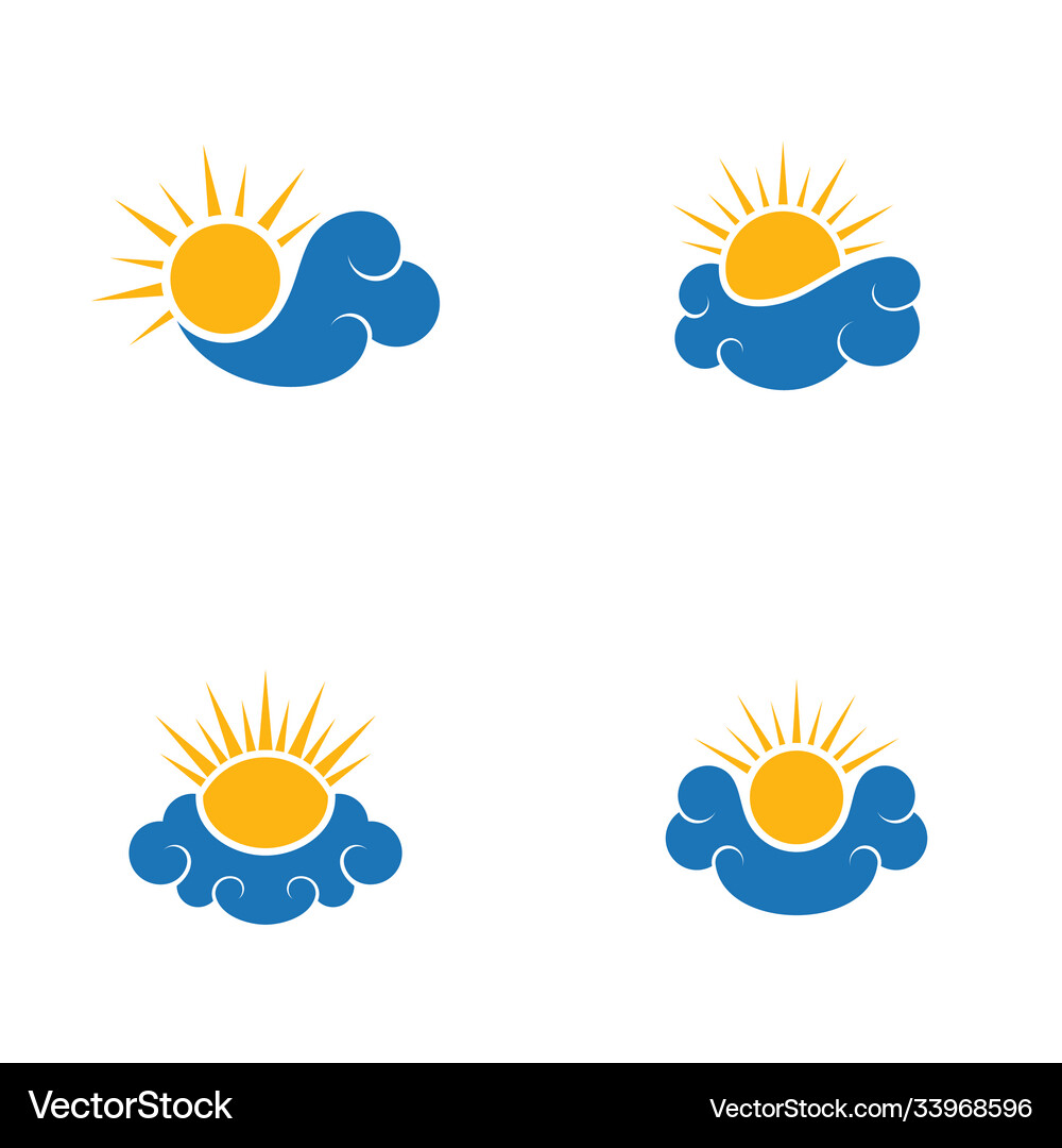 Sun Cloud Logo Simple Icon Of Sun And Cloud, Flat Vector Illustration