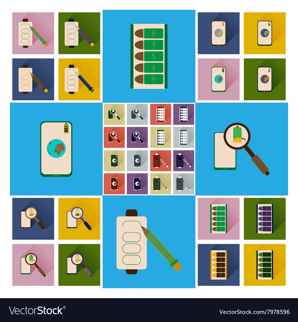 Concept of flat icons with long shadow mobile