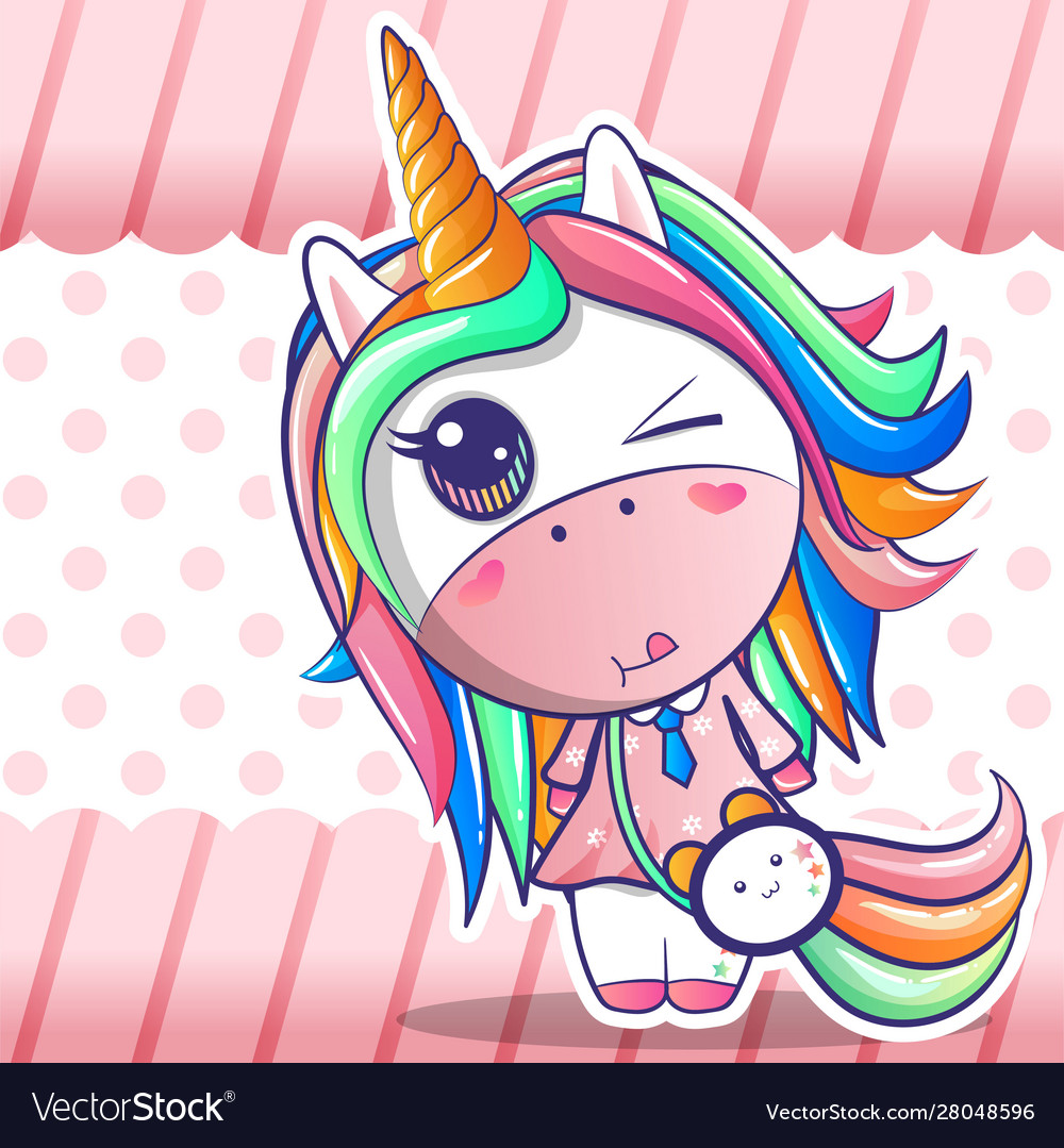 Cute happy girl unicorn cartoon Royalty Free Vector Image