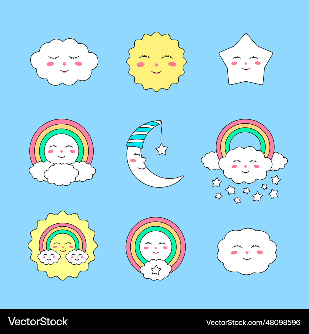 Cute sky characters Royalty Free Vector Image - VectorStock