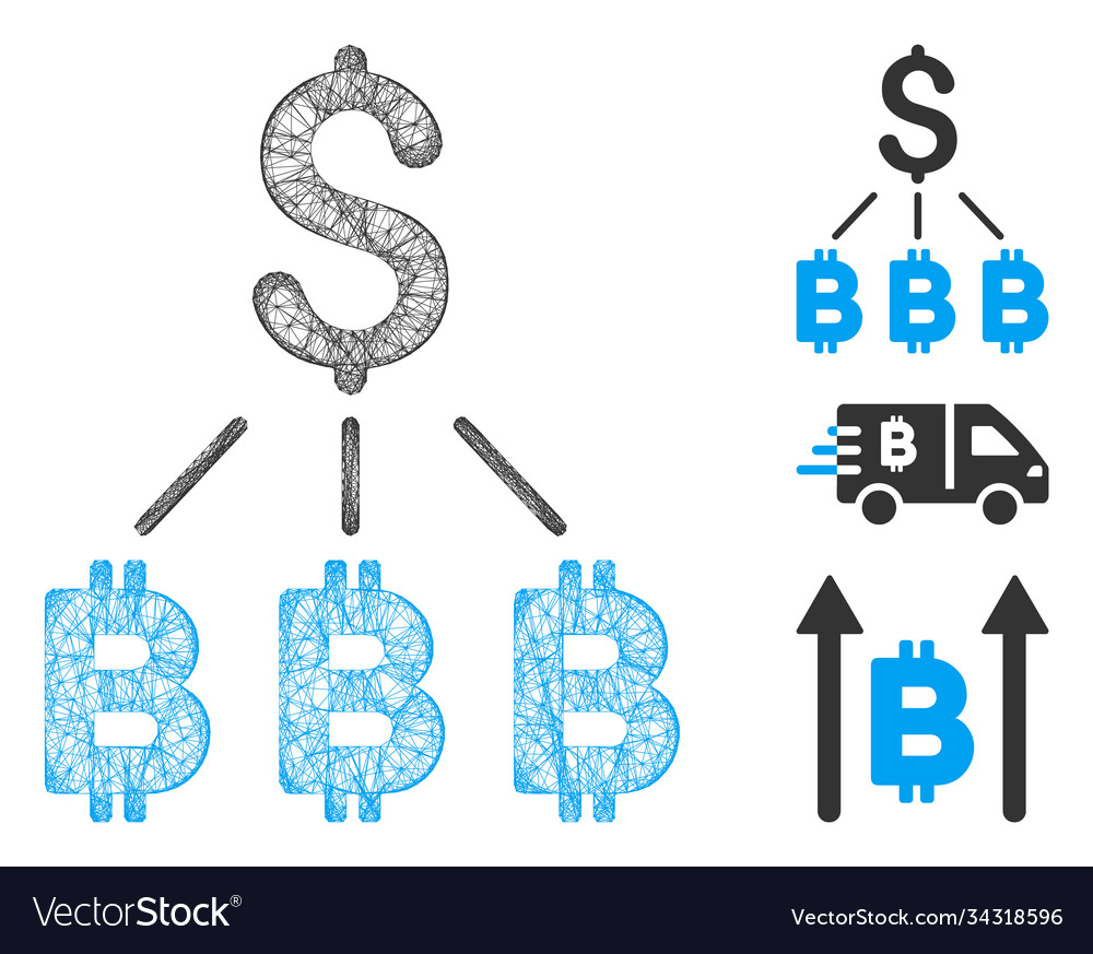 Dollar bitcoin links polygonal web mesh vector image Dollar bitcoin links polygonal web mesh