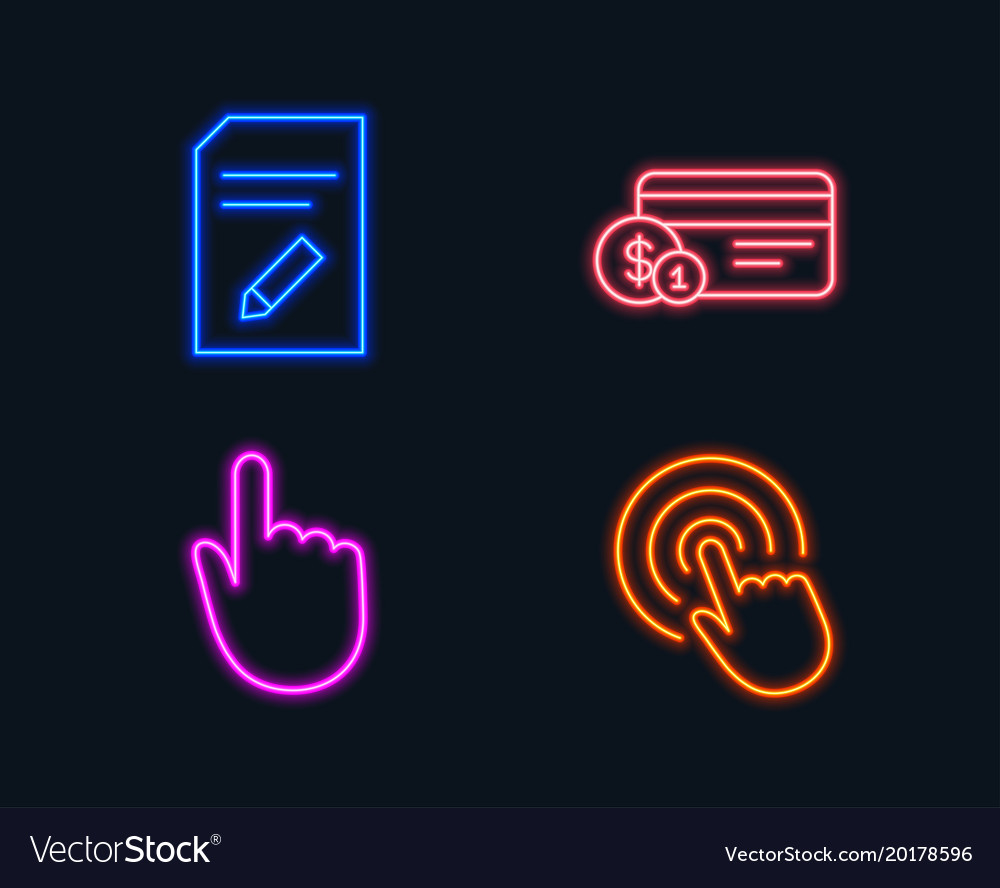 Edit document hand click and payment method icons