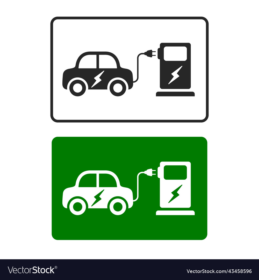 Electric car charging station road sign template Vector Image