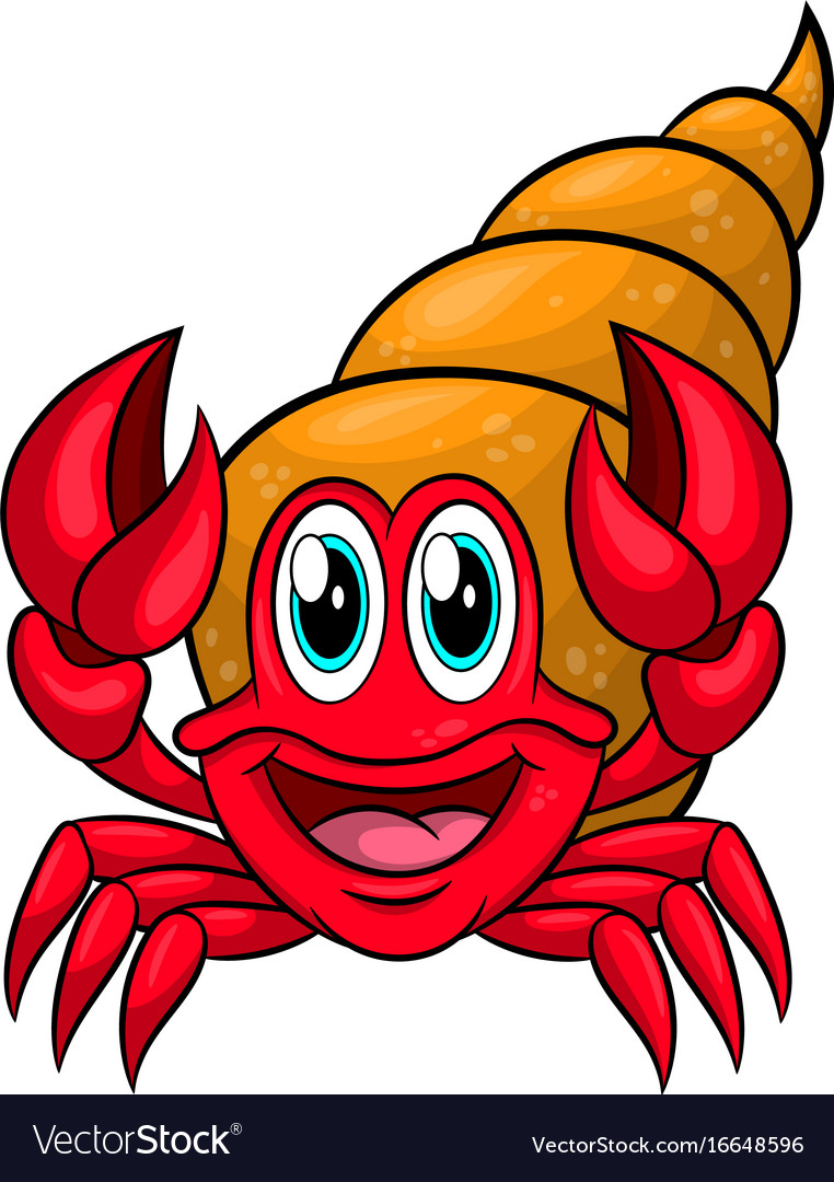 Funny cartoon hermit crab Royalty Free Vector Image