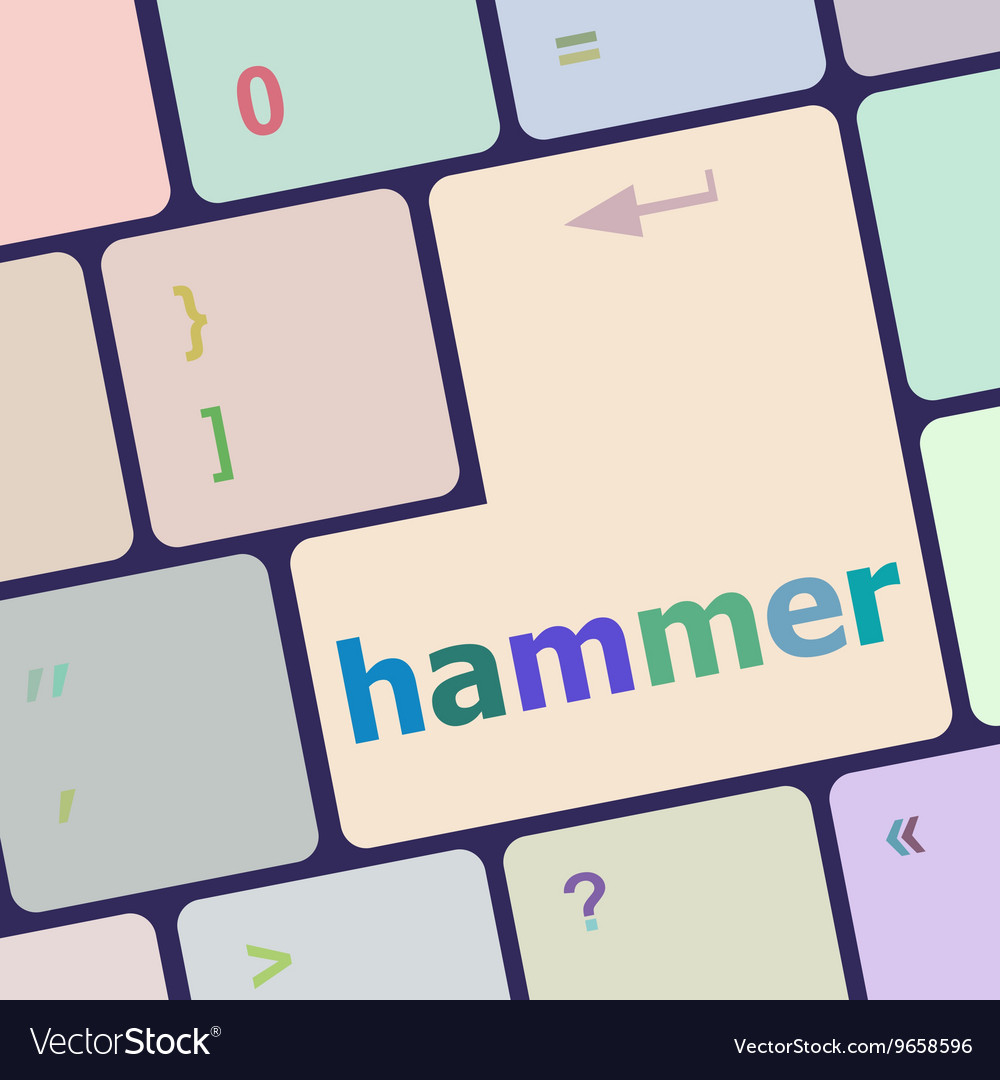 Hammer word on computer pc keyboard key